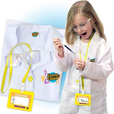 Photo 1 of Learn & Climb Lab Coat for Kids - Children S Scientist Lab Coat Costume Kit with Glasses & ID Card for Science Projects & Experiments FOR KIDS 3-5
