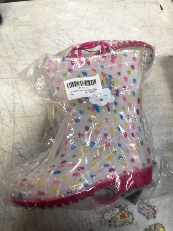 Photo 2 of SHOFORT Kids Boys Girls Rain Boots with Easy-on Handles Rainboots (Toddler/Little Kid/Big Kid) 9 Toddler Pink Dot