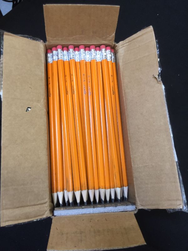 Photo 2 of Amazon Basics Woodcased #2 Pencils, Pre-sharpened, HB Lead Bulk Box, 150 Count, Yellow
 