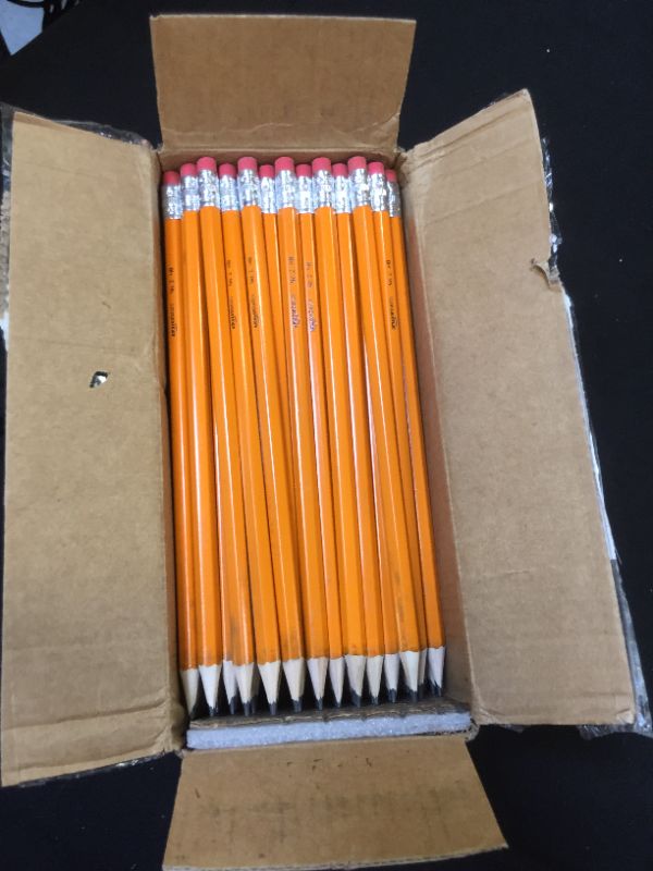 Photo 1 of Amazon Basics Woodcased #2 Pencils, Pre-sharpened, HB Lead Bulk Box, 150 Count, Yellow
 