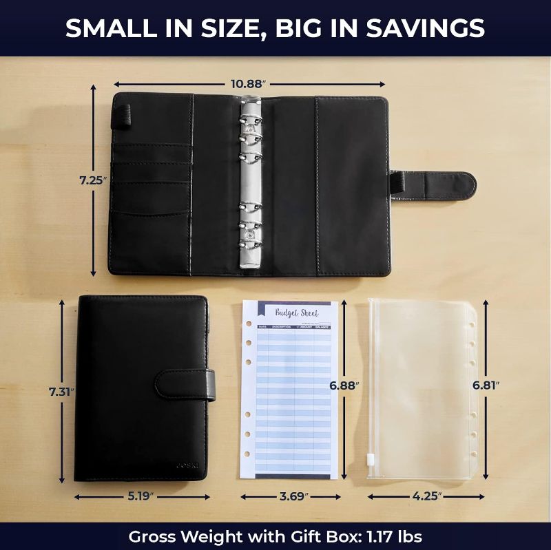 Photo 1 of All-In-One Savings Binder with Budget Envelopes - Easy to Use A6 Money Saving Binder Includes Premium PU Leather Cover, 12 Cash Envelopes for Budgeting with...
