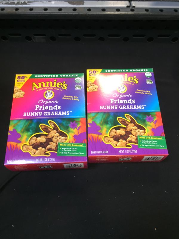 Photo 1 of 2 PACK--Annie's Organic Friends Bunny Grahams Snacks- BEST BY- 09/2023