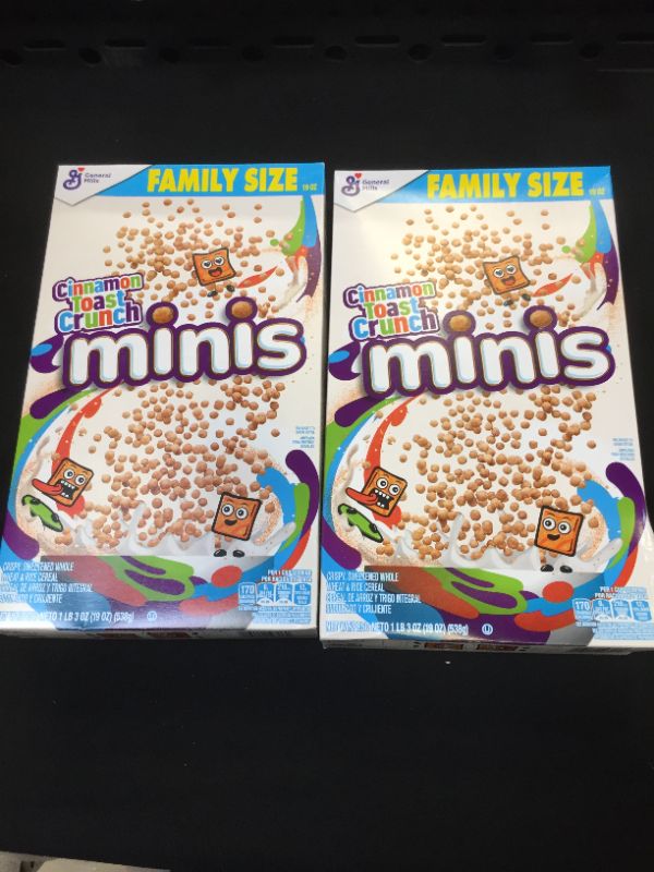 Photo 2 of 2 PACK- Cinnamon Toast Crunch Minis Breakfast Cereal, Family Size, 19.8 OZ (Pack of 2)- BEST BY- 10/03/2023