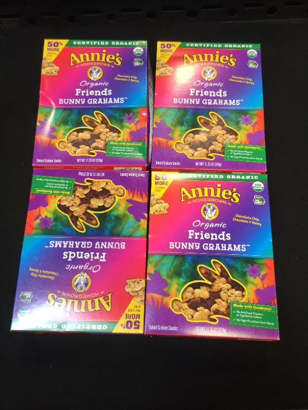 Photo 1 of 4 PACK--Annie's Organic Friends Bunny Grahams Snacks - BEST BY- 09/2023