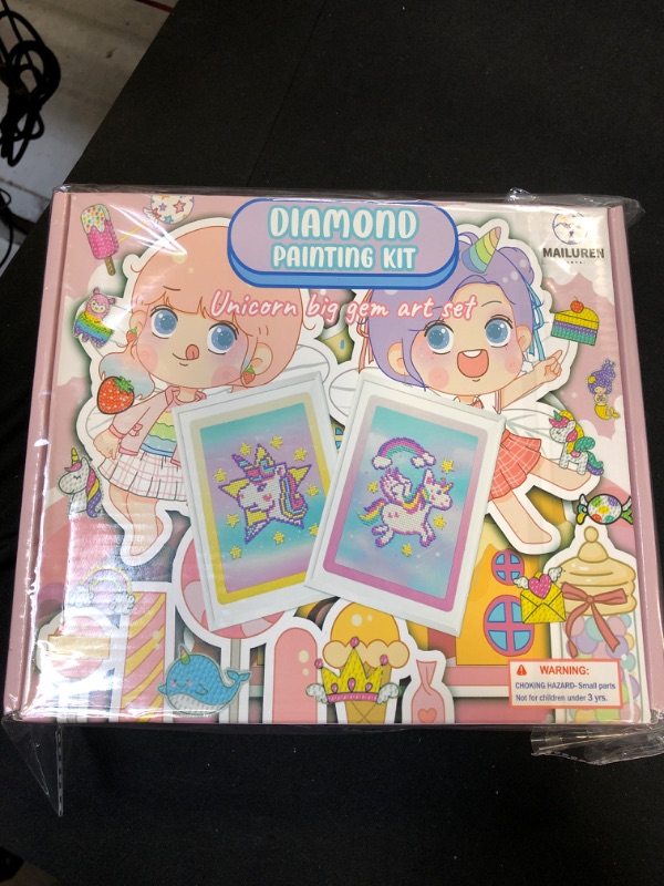 Photo 1 of MAILUREN Diamond Painting Kits for Kids, Gem Art Kit, 5D Gem Double Side Keychains, Diamond Art Stickers, Unicorn Diamond Painting, with Colorful Box
