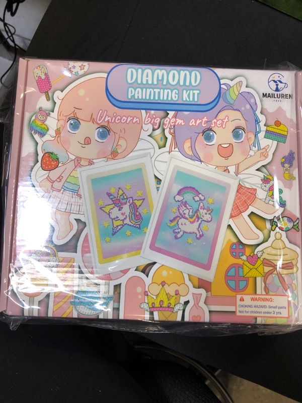 Photo 2 of MAILUREN Diamond Painting Kits for Kids, Gem Art Kit, 5D Gem Double Side Keychains, Diamond Art Stickers, Unicorn Diamond Painting, with Colorful Box
