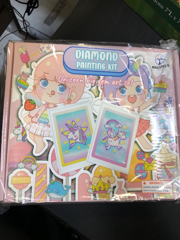 Photo 2 of MAILUREN Diamond Painting Kits for Kids, Gem Art Kit, 5D Gem Double Side Keychains, Diamond Art Stickers, Unicorn Diamond Painting, with Colorful Box
