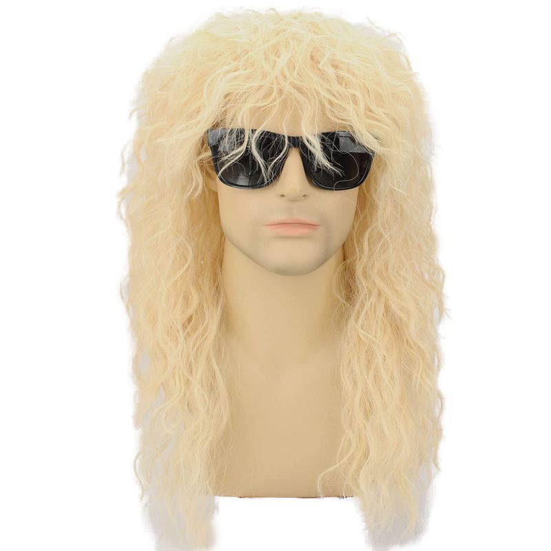 Photo 1 of FALAMKA 80s Wig Blonde Long Curly Wig Rocker Wig Cosplay for Adult Costume Party Halloween
