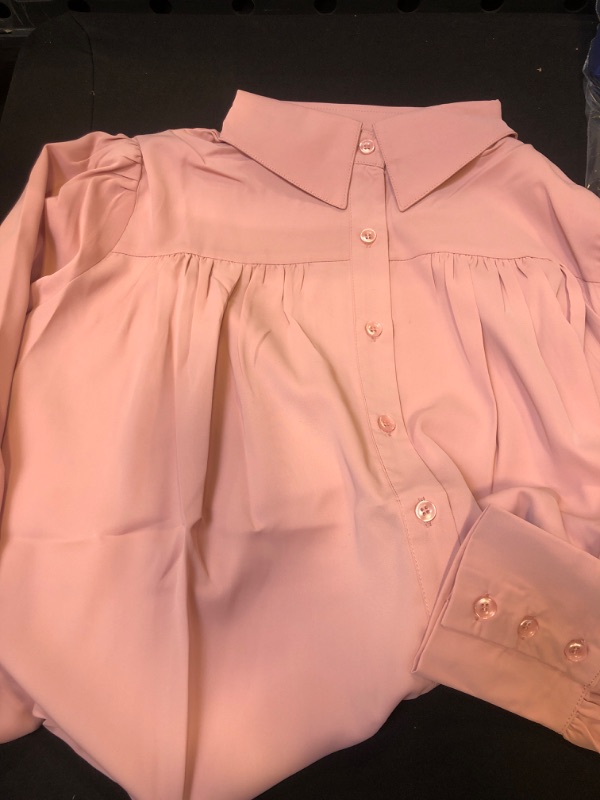 Photo 1 of BUTTON DOWN SHIRTS FOR WOMEN LOOSE TOP LIGHT PINK SIZE M