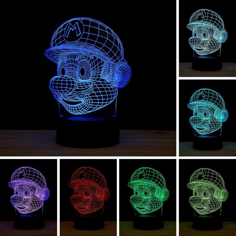 Photo 1 of TITISKIN 3D Illusion LED Night Light,7 Colors Gradual Changing Touch Switch USB Table Lamp for Holiday Gifts or Home Decorations (Mario)
