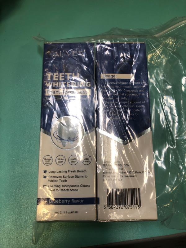 Photo 2 of 2 Packs Foam Toothpaste, Whitening Toothpaste, Baking Soda Toothpaste, Ultra-fine Mousse Foam Deeply Cleaning Gums, for Great Oral Care & Whitening Result - Blueberry Flavor
