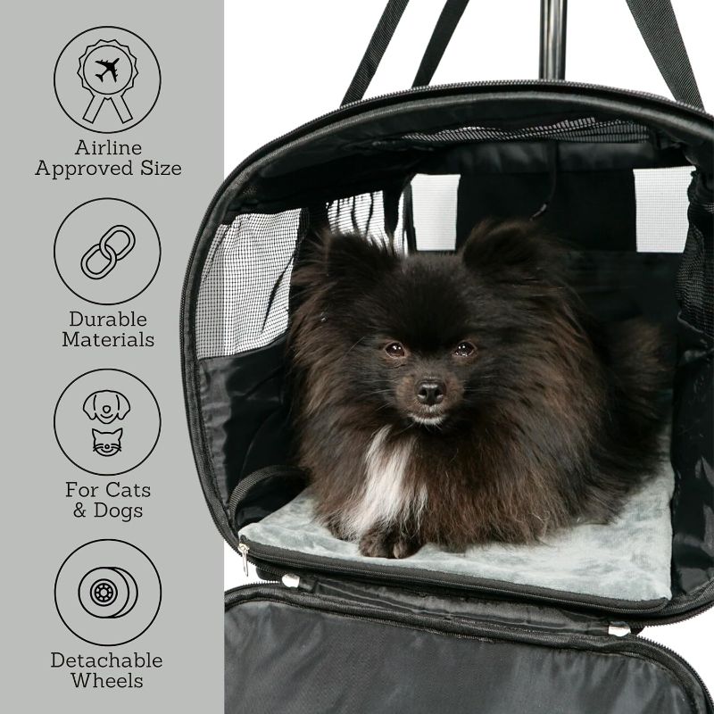 Photo 1 of 
Roll over image to zoom in




Pet Carrier with Wheels – Airline Approved – Rolling Pet Carrier – Soft Dog & Cat Travel Carrier - Small Dog Carrier – Removable Wheels -