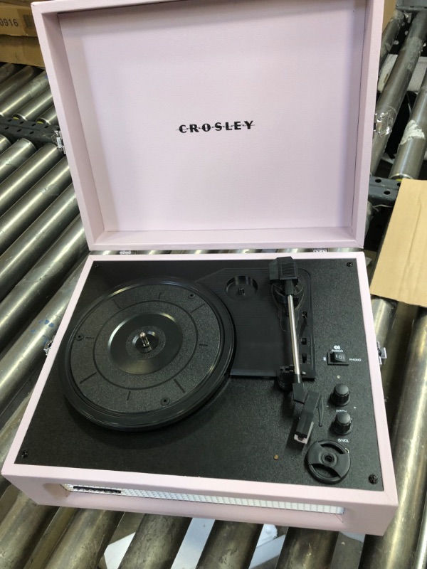 Photo 3 of Crosley CR8017B-AM Voyager Vintage Portable Turntable with Bluetooth in/Out and Built-in Speakers, Amethyst Bluetooth In/Out Amethyst