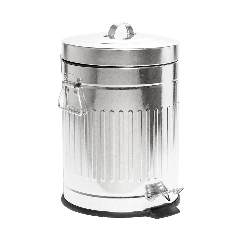 Photo 1 of BINO Round Step Trash Can with Lids, Stainless Steel Small Garbage Can For Home, Office, Bathroom, Kitchen with Non-Slip Stepper, Galvanized Steel (1.3 Gallon/5 Liter)

