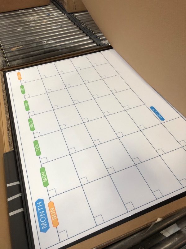 Photo 1 of JILoffice Dry Erase Calendar Whiteboard 48 X 36 Inch - Magnetic White Board Calendar Monthly, Black Aluminum Frame Wall Mounted Board for Office Home and School Calendar 48 x 36 Inch