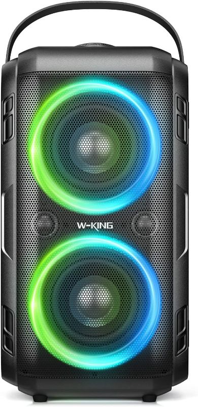 Photo 1 of W-KING Loud Bluetooth Speakers with Subwoofer, 80W Party Portable Outdoor Speakers Bluetooth Wireless -Deep Bass, Huge 105dB Sound, Mixed Color Lights, 24H, AUX, USB Play, TF Card, EQ, Non-Waterproof

