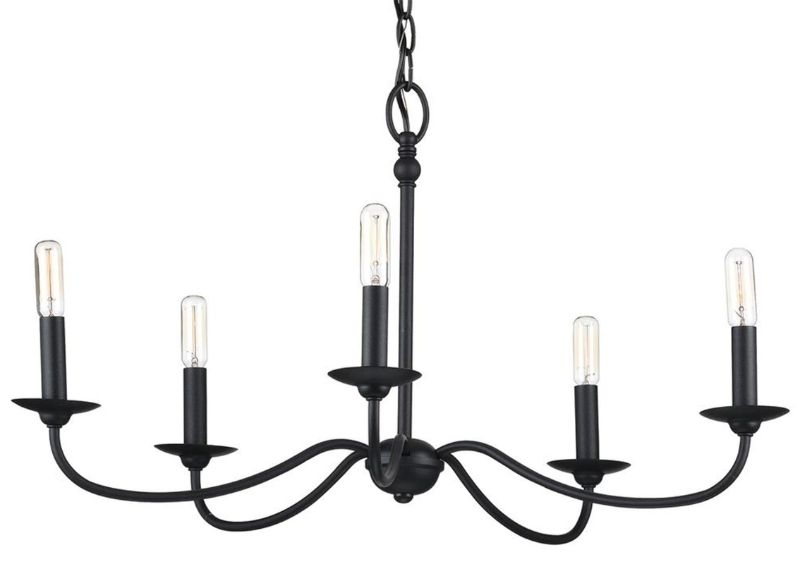 Photo 1 of (DOES NOT COME WITH LIGHT BULBS)5-LIGHT TEXTURED BLACK FARMHOUSE CIRCLE CHANDELIER FOR DINING ROOM
