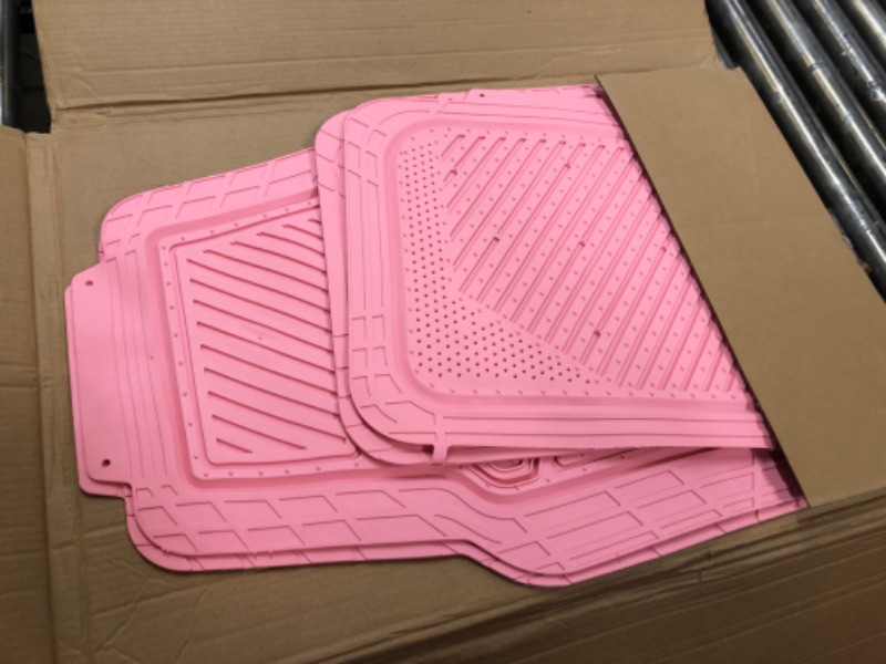 Photo 2 of CAR PASS Heavy Duty Rubber Floor Mats Pink 4-Piece Car Mat Set - Universal Waterproof Floor Mats for Car SUV Truck, Durable All-Weather Mats(All Pink)