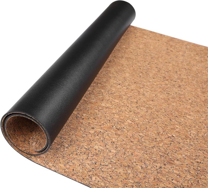 Photo 1 of Aelfox Cork & Leather Desk Pad, Natural Office Desk Mat Double-Sided Use, Stitched Edges, Smooth Extended Large Mouse Pad Desk Accessories (31.5 x 15.7 inches, Black/Cork)
