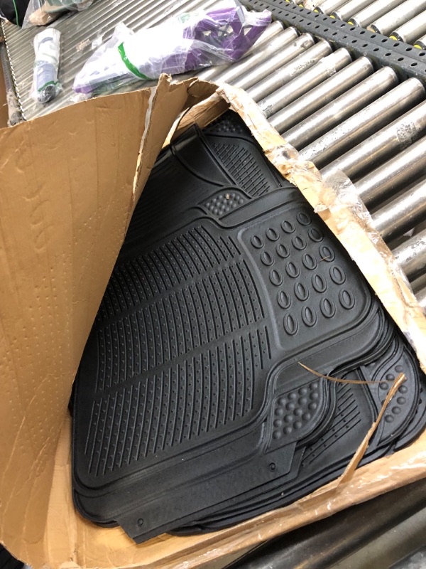 Photo 1 of Automotive Floor Mats Black ClimaProof for all weather protection Universal Fit for most Cars, SUVs, and Trucks (Trimmable Heavy Duty 3 Row 4pc Full Set) FH Group F11306BLACK-3ROW 3 Row Black