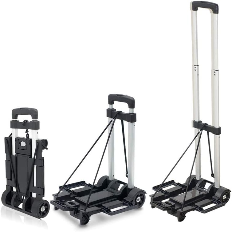 Photo 1 of APOXCON Folding Hand Truck, 120 lbs Capacity Luggage Cart with 2 Wheels & Adjustable Handle, Foldable Trolley Aluminum Lightweight
