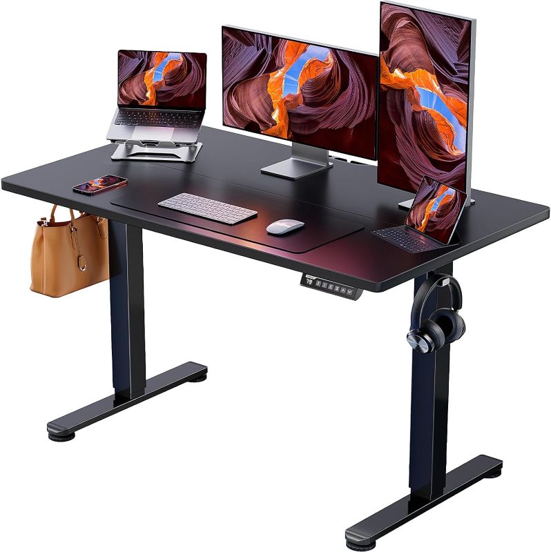 Photo 1 of Ergear Height Adjustable Electric Standing Desk, 48 x 24 Inches Sit Stand up Desk, Memory Computer Home Office Desk (Black), 48*24 Inch (EGESD5B)
