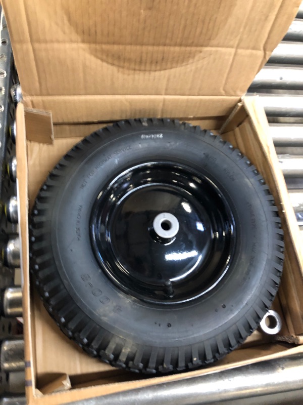 Photo 2 of 4.80/4.00-8" Pnuematic Tire and Wheel Assy,2PR (Air Filled)- 5/8"or 3/4" Powdered Metal bushings and 3"or 6"Center Hub, for Wheelbarrows,Garden and Utility Carts,Trolleys,Wagon and More