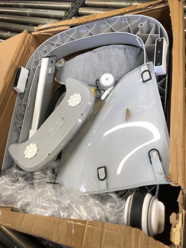 Photo 1 of Foldable Baby Walker, 3 in 1 Toddler Walker Bouncer, Learning-Seated, Walk-Behind, Music, Adjustable Height, High Back Padded Seat, Detachable Trampoline Mat, Activity Walker with Toys (Grey)