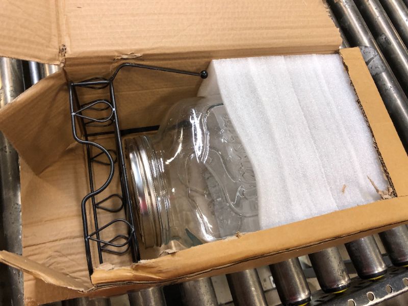 Photo 1 of 2 Gallon Glass Beverage Dispenser with Stand and Lid, 18/8 Stainless Steel Spigot - Glass Drink Dispensers for Parties - Mason Jar Drink Dispensers with Lids
