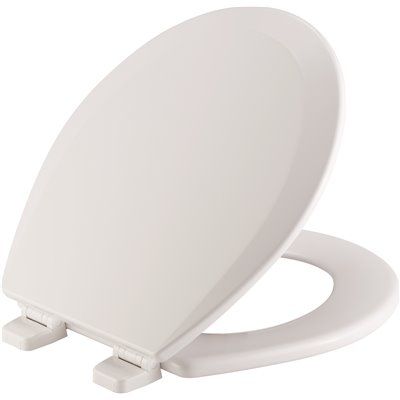 Photo 1 of BEMIS ADJUSTABLE ROUND CLOSED FRONT ENAMELED WOOD TOILET SEAT IN WHITE
