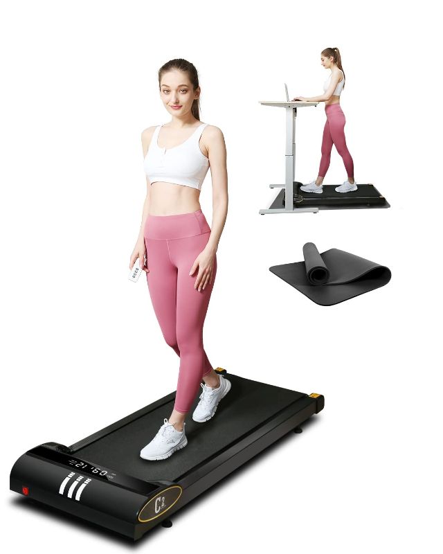 Photo 1 of JURITS WALKING PAD UNDER DESK TREADMILL FOR WORK FROM OFFICE,PORTABLE TREADMILLS FOR HOME,QUIET DESK TREADMILL WITH REMOTE CONTROL,LED DISPLAY&TREADMILL MAT
