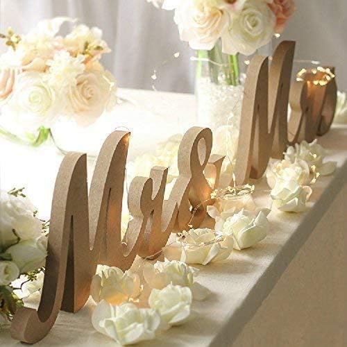 Photo 1 of  Mr & Mrs Wooden Letters for Wedding Table, Wood Color Mr. and Mrs. Sweetheart Table Decoration, Mister and Miss Wood Sign? Mr and Ms Wedding Present (Mr&Mrs-Wood Color)
