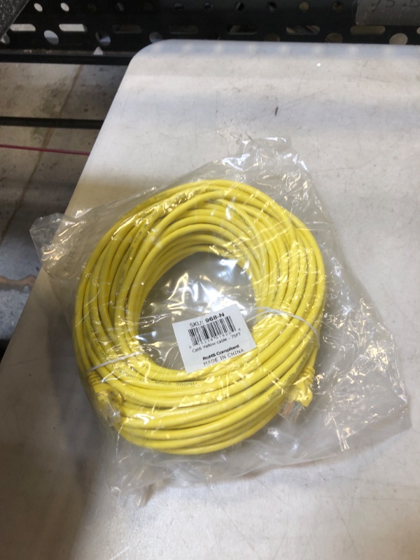 Photo 2 of Cmple Cat6 Ethernet Cable 10Gbps - Computer Networking Cord with Gold-Plated RJ45 Connectors, 550MHz Cat6 Network Ethernet LAN Cable Supports Cat6, Cat5e, Cat5 Standards - 75 Feet Yellow Yellow 75FT