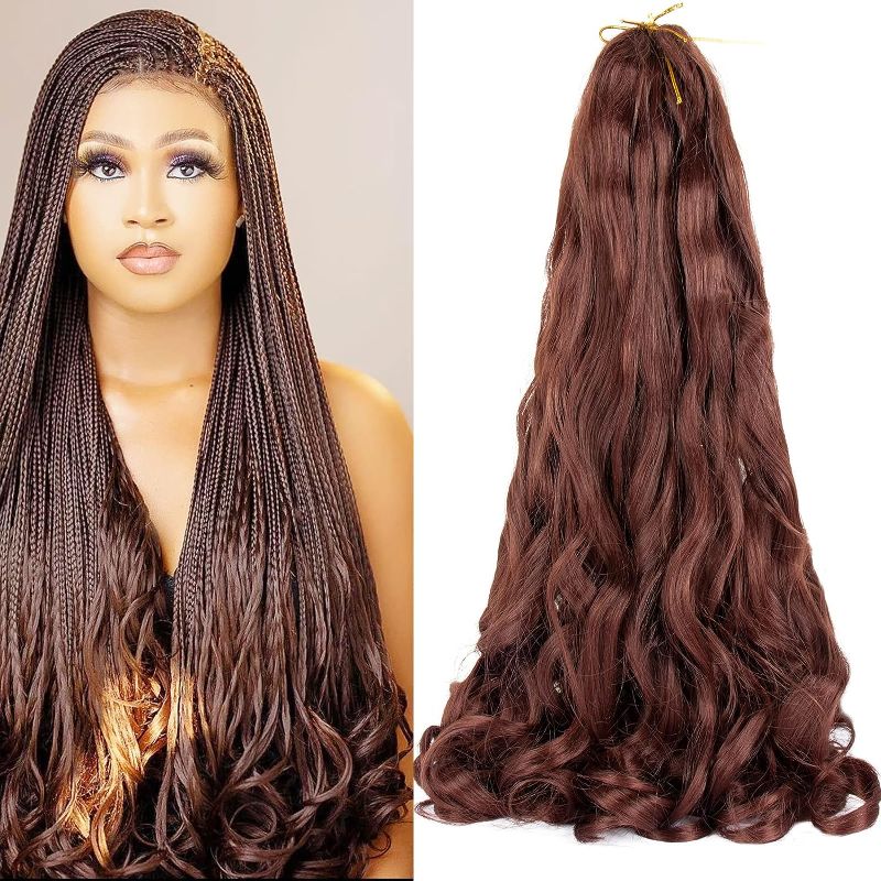 Photo 1 of  ( 7 PCS ) French Curly Braiding Hair Pre Stretched 26 Inch Crochet Hair for Black Women Bouncy Wavy with Soft Yaki Texture for Box Braids Hair Extensions
