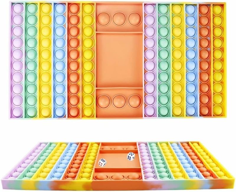 Photo 1 of  ( PACK OF 2 ) ASVAFIT Big Pop Game Fidget Toy with Dice Jumbo Chess Board Push Sensory Toys for 2 Players, Parent-Child Time, Special Needs, Interactive, Stress Relief Popper Figetget Toy with Friends 
