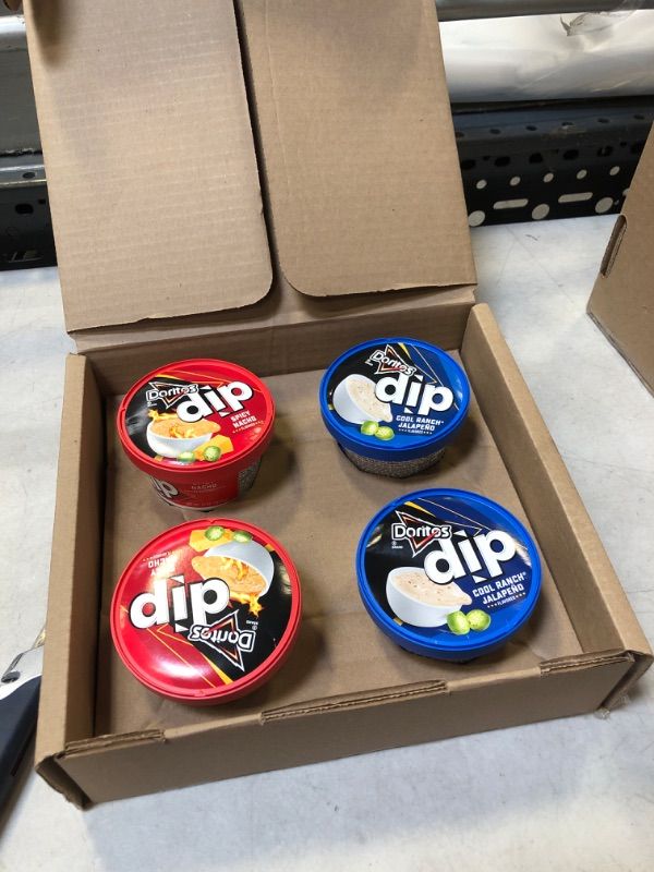 Photo 1 of Doritos Spicy Nacho Flavored Dip and Cool Ranch Jalapeno Flavored Dip Variety Pack, 10oz (4 Pack) ( EXP: 11/30/23)