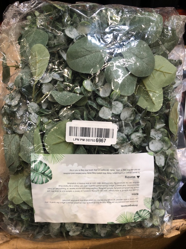 Photo 2 of 8.3' Long Big Faux Eucalyptus Garland Greenery Garland Artificial Silver Dollar Eucalyptus Garland Grey Green for Wedding Arch Swag Backdrop Garland Doorways Mantel Table Runner Garland Indoor Outdoor