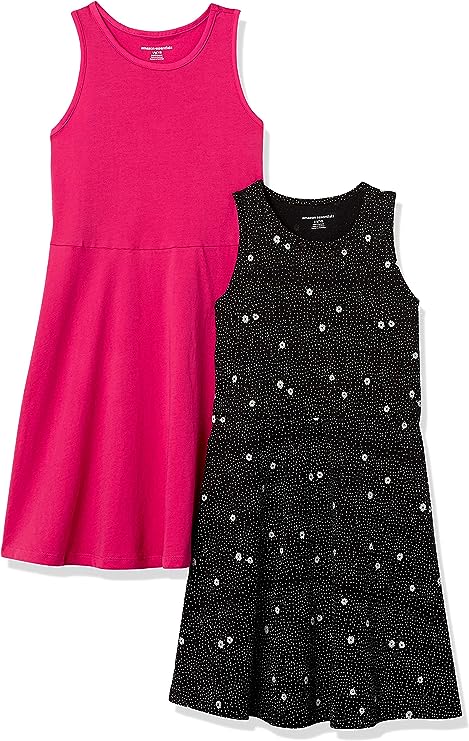 Photo 1 of Amazon Essentials Girls and Toddlers' Knit Sleeveless Tank Play Dress, Pack of 2   S 6/7