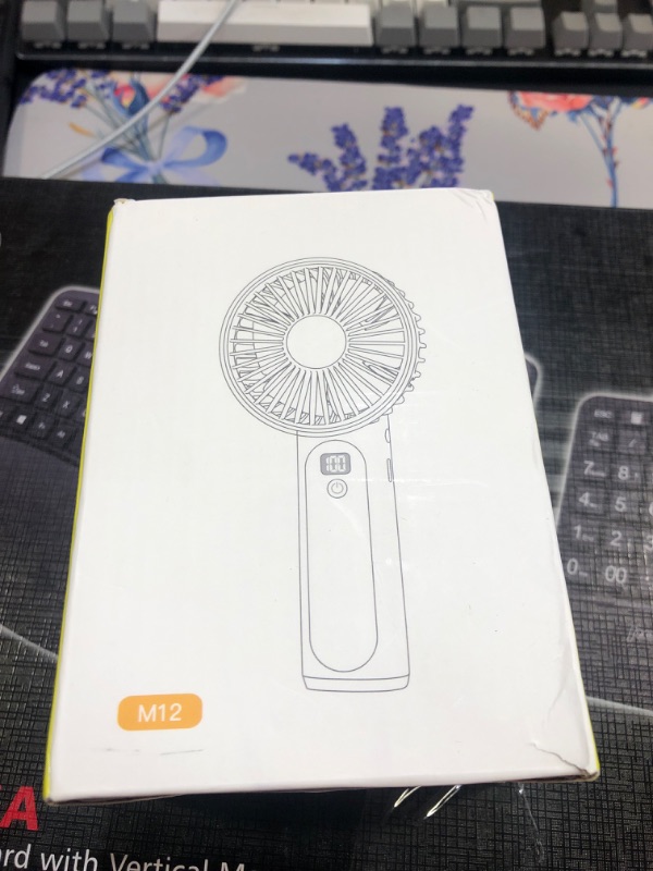 Photo 2 of  Handheld Fan, 4000mAh Portable Hand Fan, Mini Personal Rechargeable Hand Held Fan, Max 16Hrs Battery Operated USB Small Fan with 3 Speeds for Outdoor Travel Commute Office Women Men-White