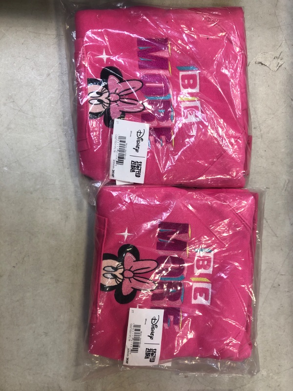 Photo 2 of 2 PACK Amazon Essentials Disney | Marvel | Star Wars | Frozen | Princess Girls and Toddlers' Fleece Long-Sleeve Hooded Dresses 2T Pink, Minnie Vibes