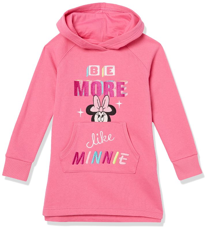 Photo 1 of 2 PACK Amazon Essentials Disney | Marvel | Star Wars | Frozen | Princess Girls and Toddlers' Fleece Long-Sleeve Hooded Dresses 2T Pink, Minnie Vibes