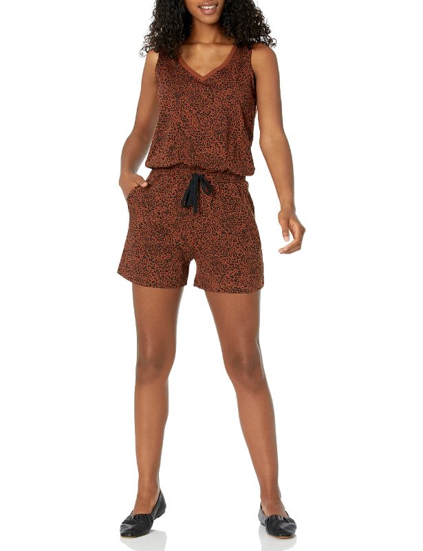 Photo 1 of 2 PACK Amazon Essentials Women's Studio Terry Fleece Romper XX-Large Dark Camel/Black, Ikat