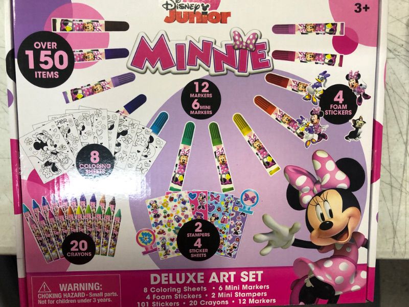 Photo 2 of Disney Minnie Mouse Coloring Art Set for Kids with Stickers and Stampers, 150+ pieces