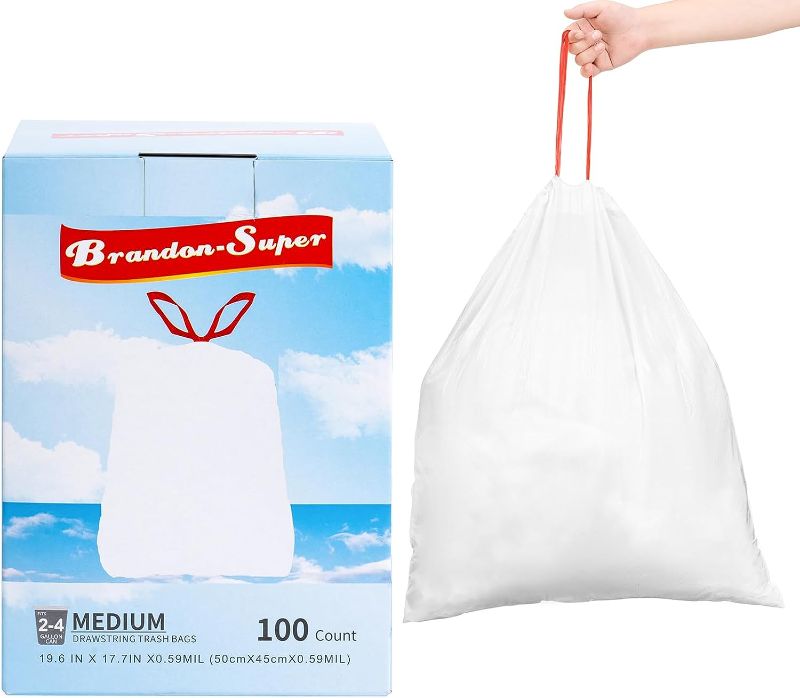 Photo 1 of 3 Pack Lot , Drawstring Trash Bags, 4 Gallon, Unscented,Bedroom, bathroom, office, small garbage bag 100 Count Each Box (3 Boxes)