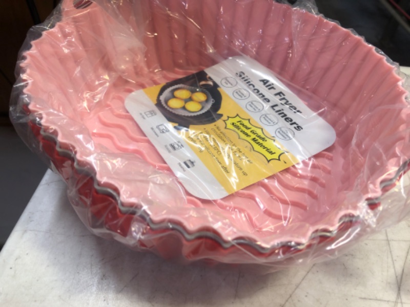 Photo 1 of Air Fryer Silicone Liners Reusable: Ctizne 3Pcs 7.5In Silicone Pot for Air Fryer Basket, Replacement of Disposable Parchment, Airfryer Accessories for 5Qt 6Qt 7Qt Ninja Air Fryer Red Pink Grey