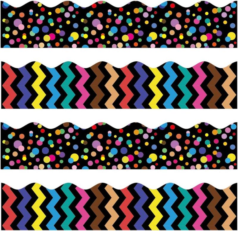 Photo 1 of Bulletin Borders Stickers, 80 ft Back-to-School Decoration Borders for Bulletin Board/Black Board/Chalkboard/Whiteboard Trim, Teacher/Student Use for Classroom/School Decoration, 2 Set