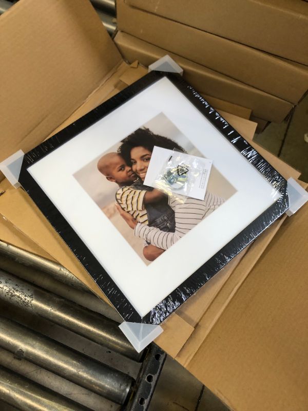 Photo 1 of Americanflat 12x12 Picture Frame in Black - Displays 8x8 With Mat and 12x12 Without Mat - Composite Wood with Shatter Resistant Glass - Horizontal and Vertical Formats for Wall Black 12x12