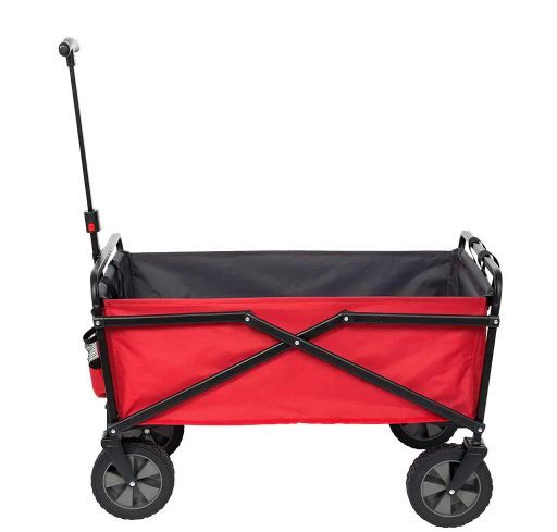 Photo 1 of 150 lbs. Capacity Portable Folding Steel Wagon Outdoor Garden Cart in Red
