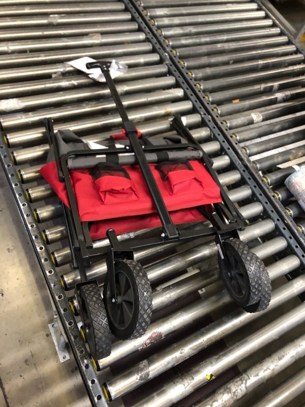 Photo 1 of 150 lbs. Capacity Portable Folding Steel Wagon Outdoor Garden Cart in Red
