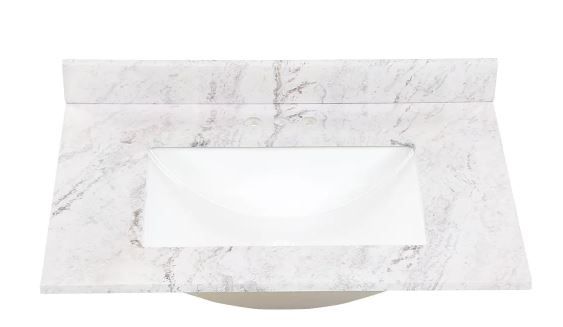 Photo 1 of 31 in. W x 22 in. D Stone Effects Cultured Marble Vanity Top in Lunar with Undermount White Sink
